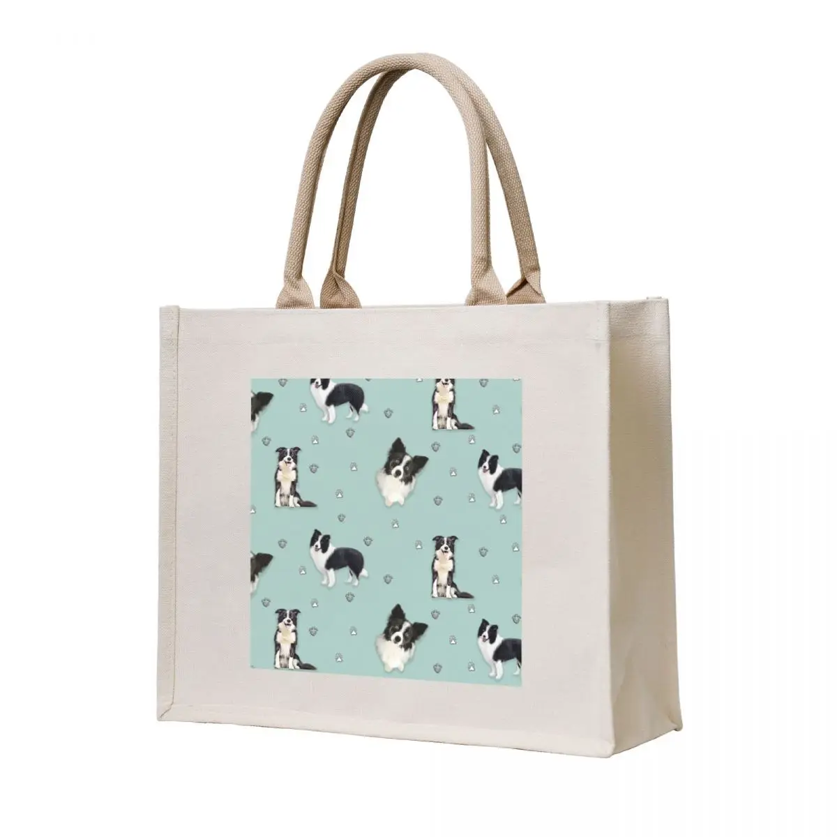 

collie pattern blue painting Tote Bag shopper bags for women canvas shopping bag eco bag folding Women's shopping
