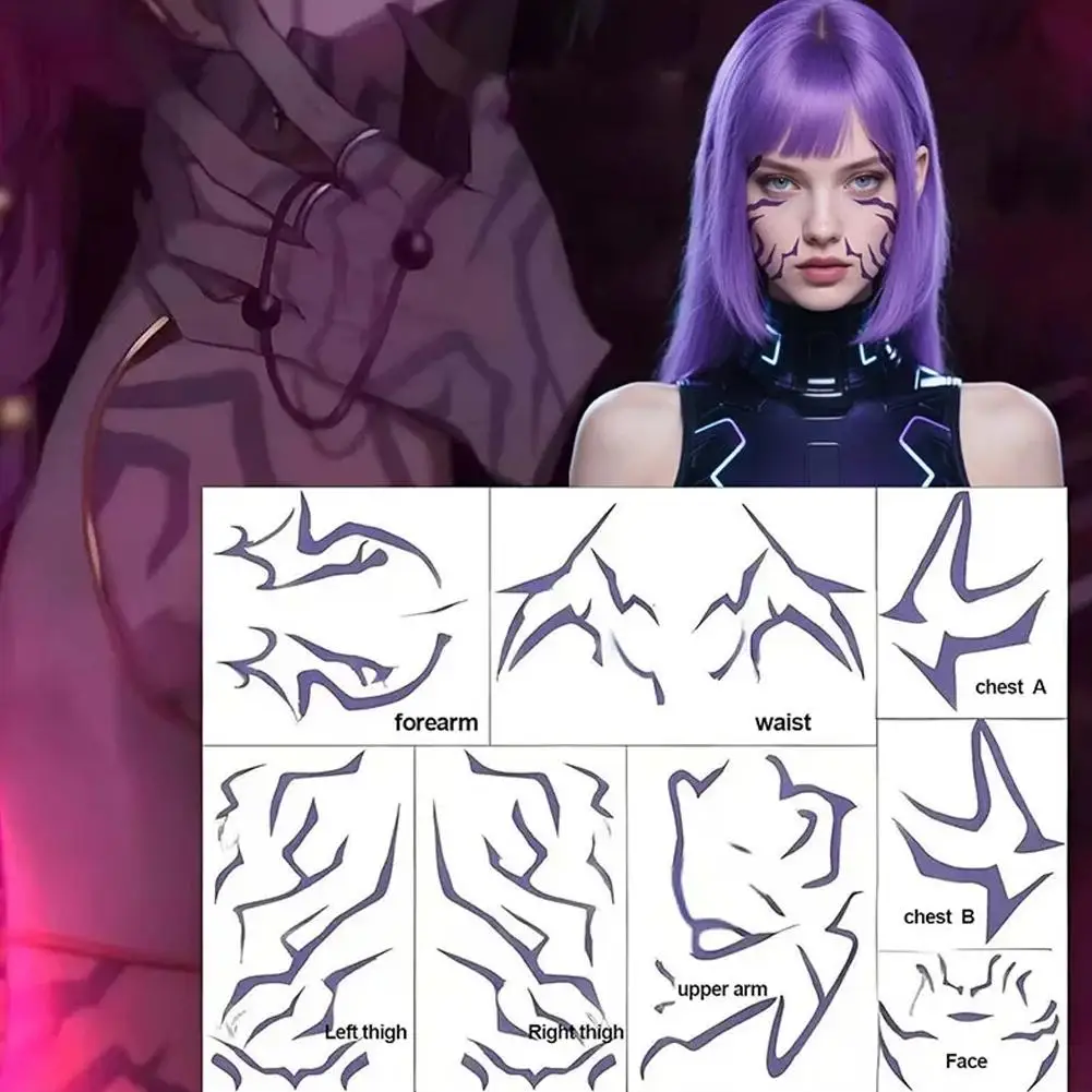 Temporary Tattoo Sticker Anime Jinu Cosplay Design Tattoo Sticker For Face Body Art Temporary Fake Tattoo 1/6PCS Set