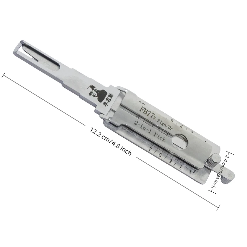 Lishi FB77 V.2 Ign Dr 2 in 1 Locksmith Tool Lock Pick & Decoder Vertical Milling for DAF Truck Models view 5
