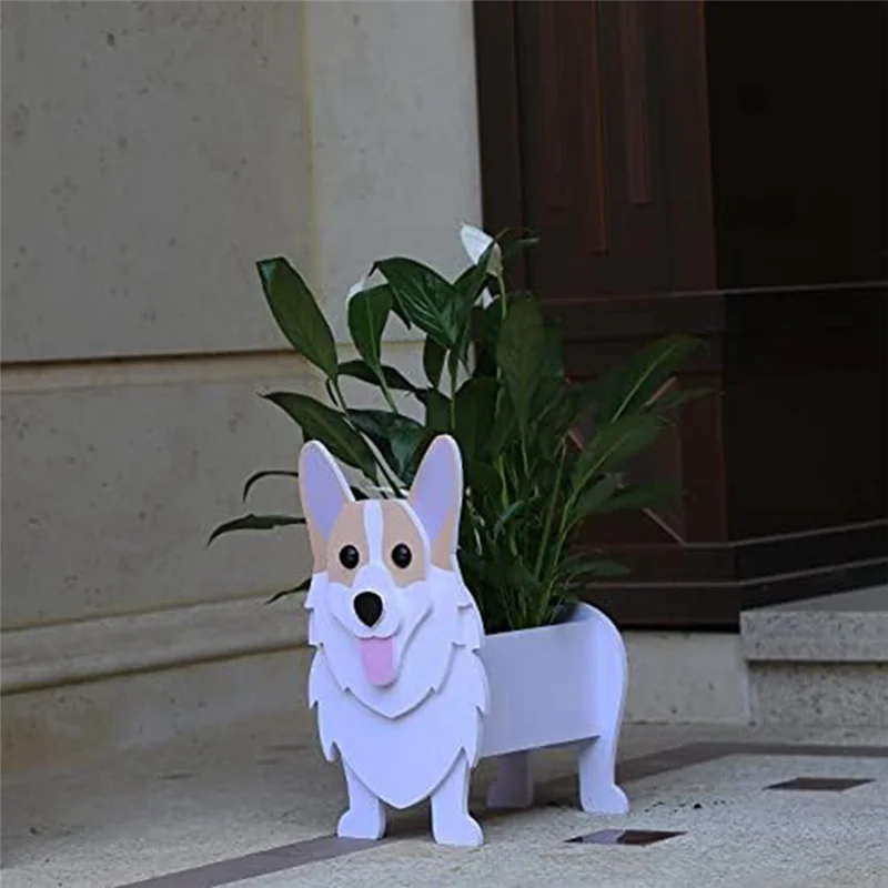 

-PQWN Corgi-Gifts For Corgi-Lovers, Corgi-Dog Planter Plant Pot, Cute Dog Flower Pot For Garden Decoration Durable Easy Install