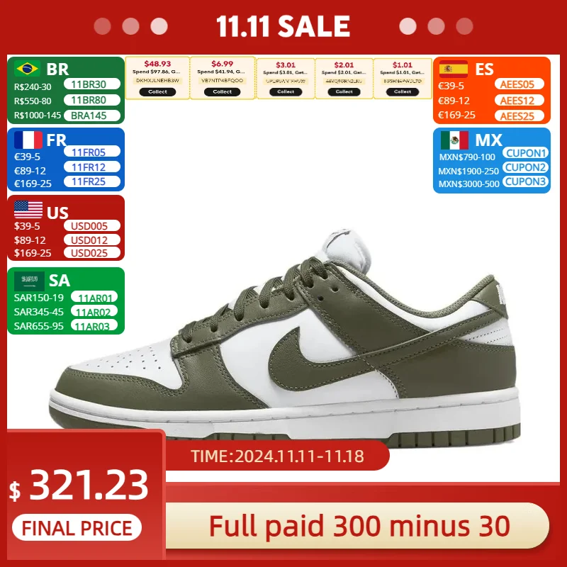 NIKE Original Men's and Women's shoes New Arrival  DUNK LOW Sneakers Anti-slip and wear-resistant plate shoes