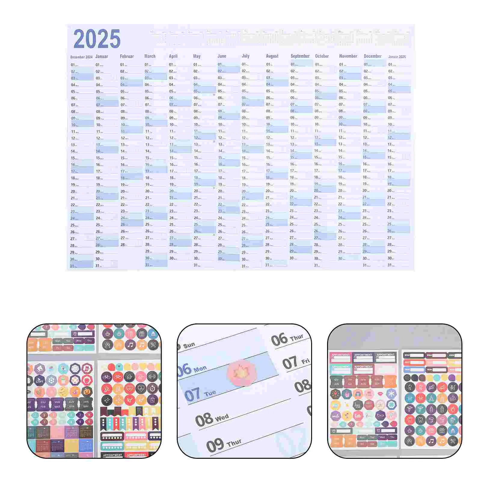 

2025 Wall Calendar Year Planner Daily Schedule for Home Multipurpose Planning Agenda Office Hanging