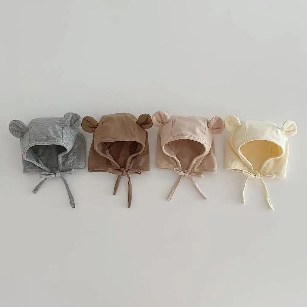 Modische Baumwoll-Neugeborenen-Mütze mit Bärenohren Atmungsaktive Baby-Ohrenschutz-Mütze Frühling Herbst