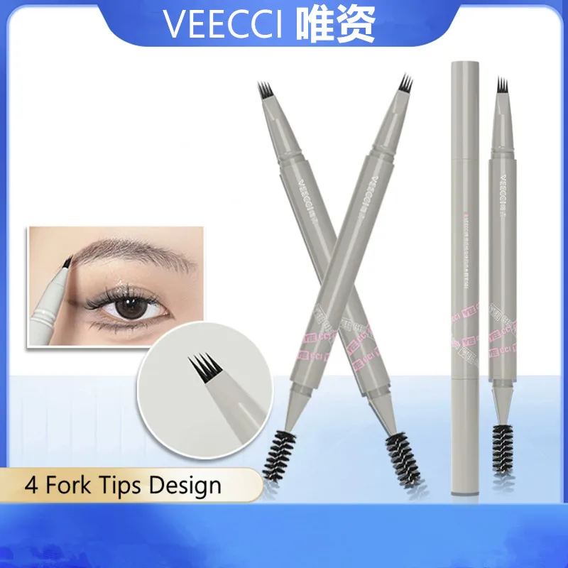 Veecci 4 Fork Liquid Eyebrow Pencil Long Lasting Water-proof Fast Dry Brows Definer Enhancers Tint Pen