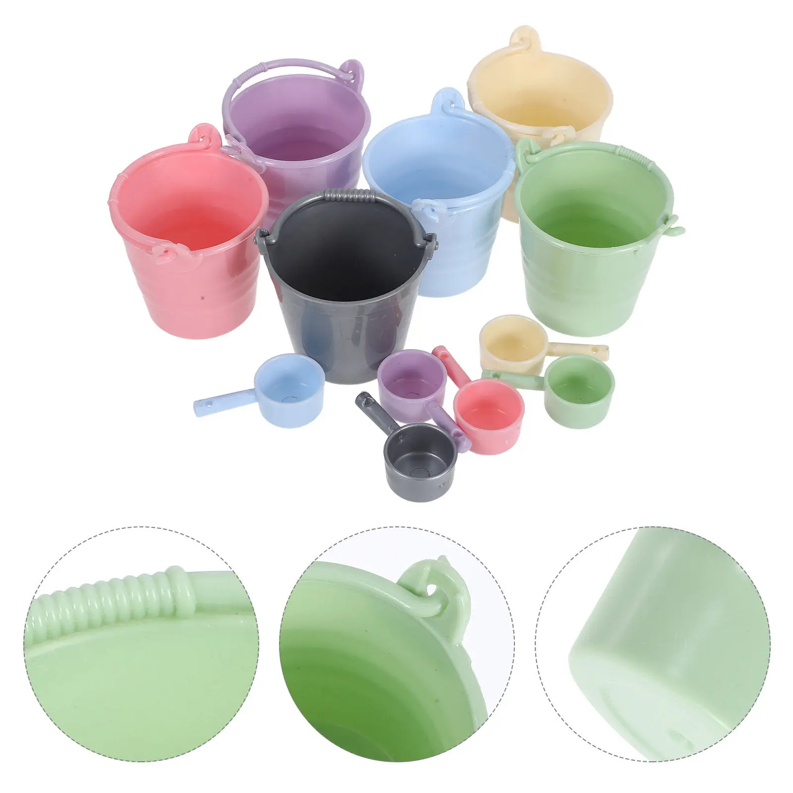 

6 наборов миниатюрных ведерок и совков, маленькие пластиковые ведерки для песка и воды, аксессуары для пляжа, сада, уборки, детских игр на открытом воздухе, летних развлечений