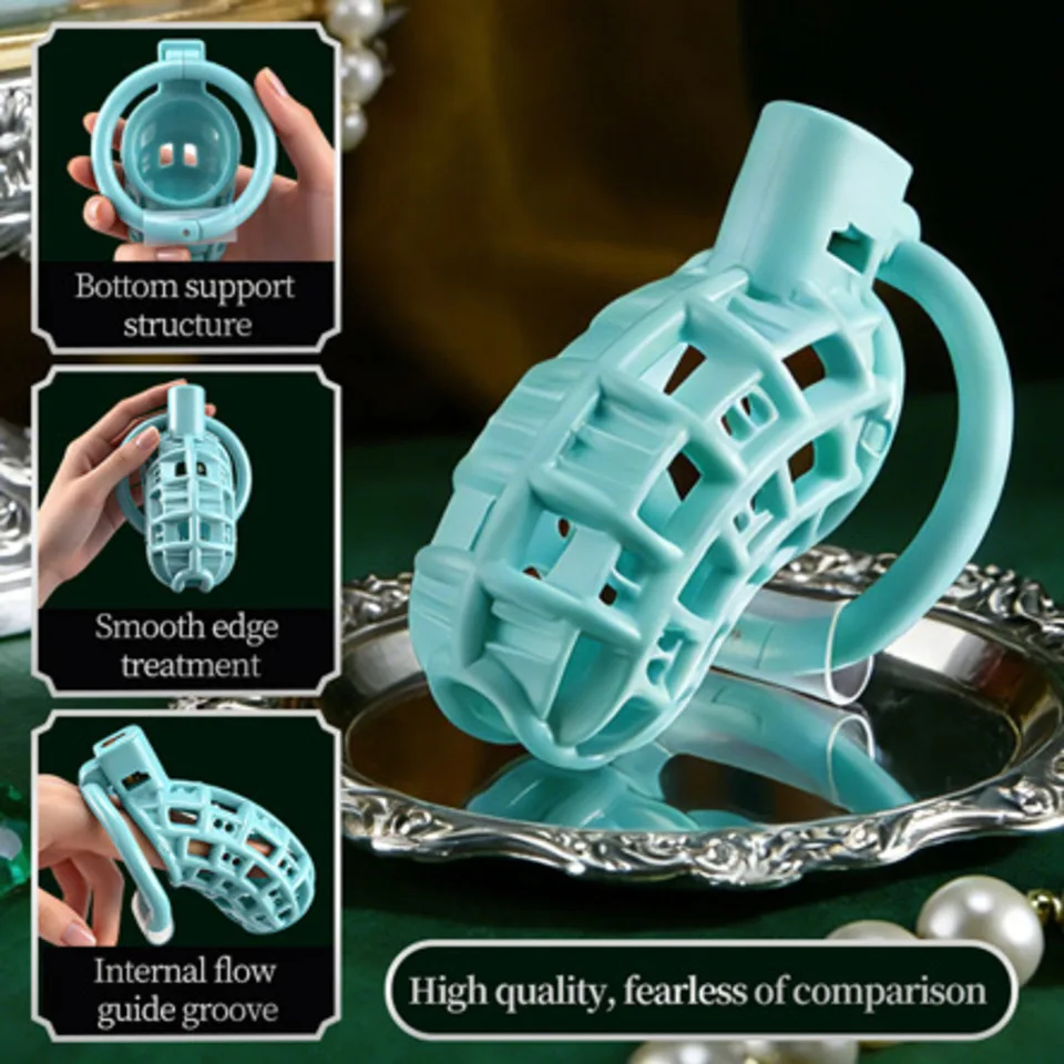 New Green Mesh Chastity Cage High Quality Male Cock CB Lock Anti-cheating Abstinence Restraint SM Bondage Adult Sex Toys Gays view 3