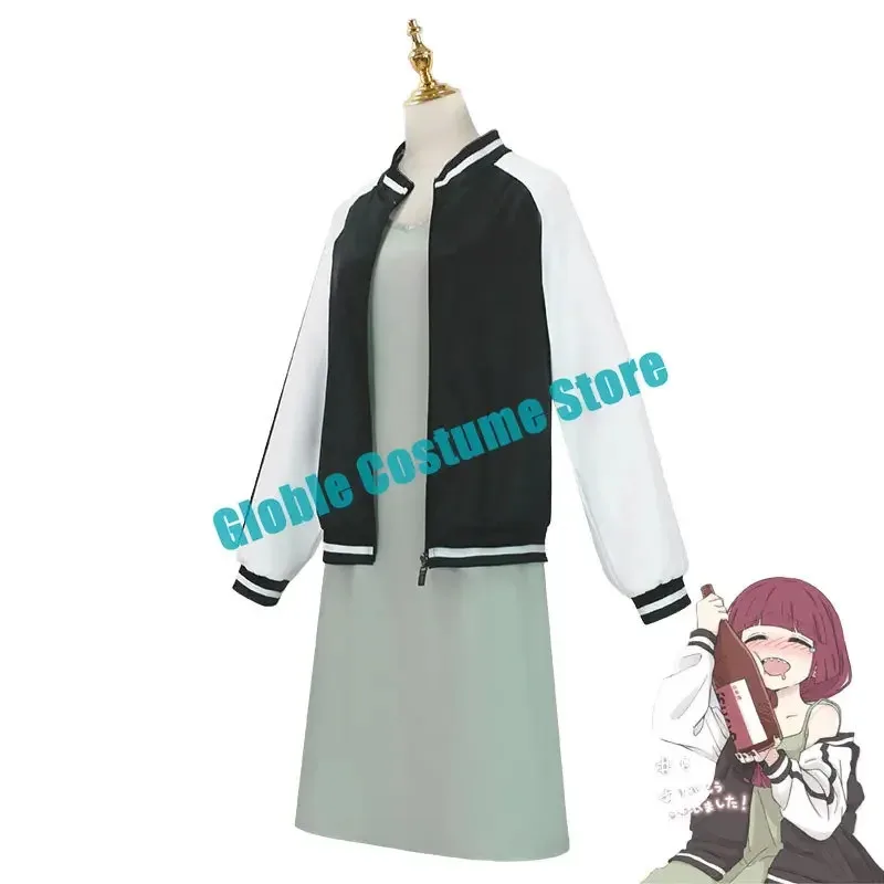 

aaa12 3Аниме Bocchi The Rock! Школьная форма Hiroi Kikuri для косплея, бейсбольный свитер, пальто, зеленая юбка на подтяжках, Хэллоуин, Cos