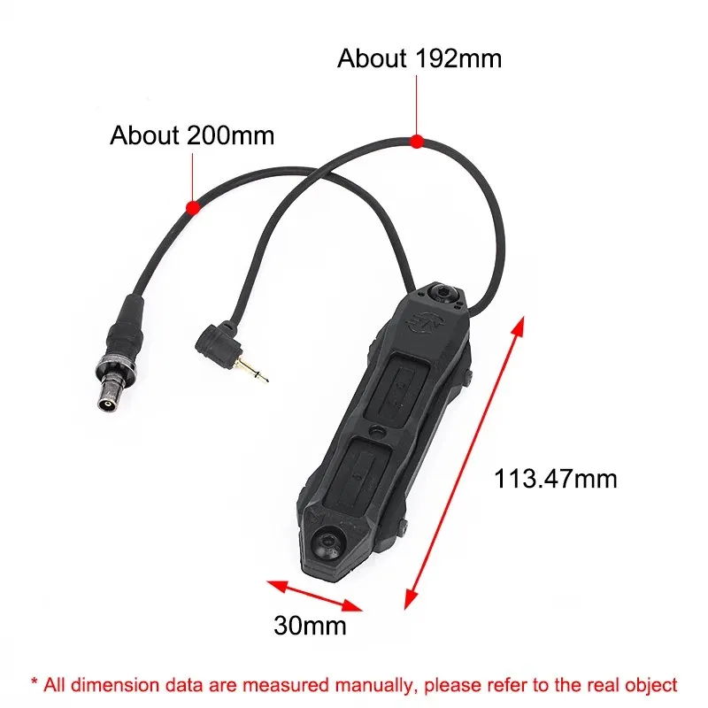 전술 압력 스위치 버튼 원격 듀얼 기능 테일, PEQ-15 DBAL-A2 M300 M600 손전등 에어소프트 무기 스카우트 라이트