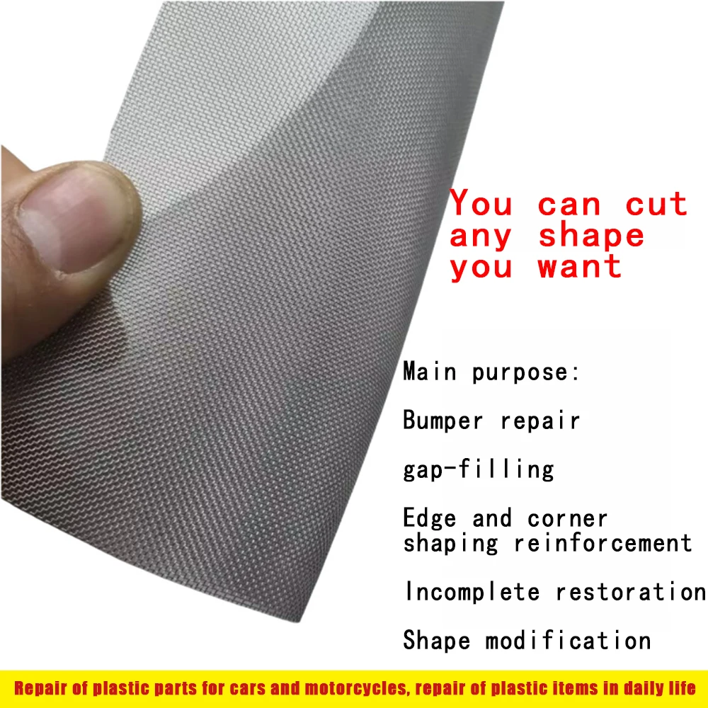 Plastic Repair Net Stainless Steel Repair Mesh Car Motorcycle Bumper Plastic Hole Crack Patches Trimmable Welding Wire Mesh 5Pcs