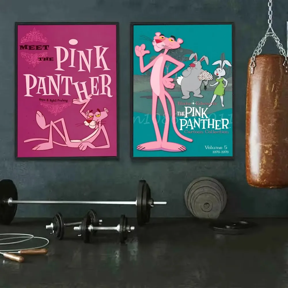 لطيف الكرتون النمر الوردي المشارك ذاتية اللصق الفن للماء ورقة ملصق مقهى بار غرفة جدار ديكور