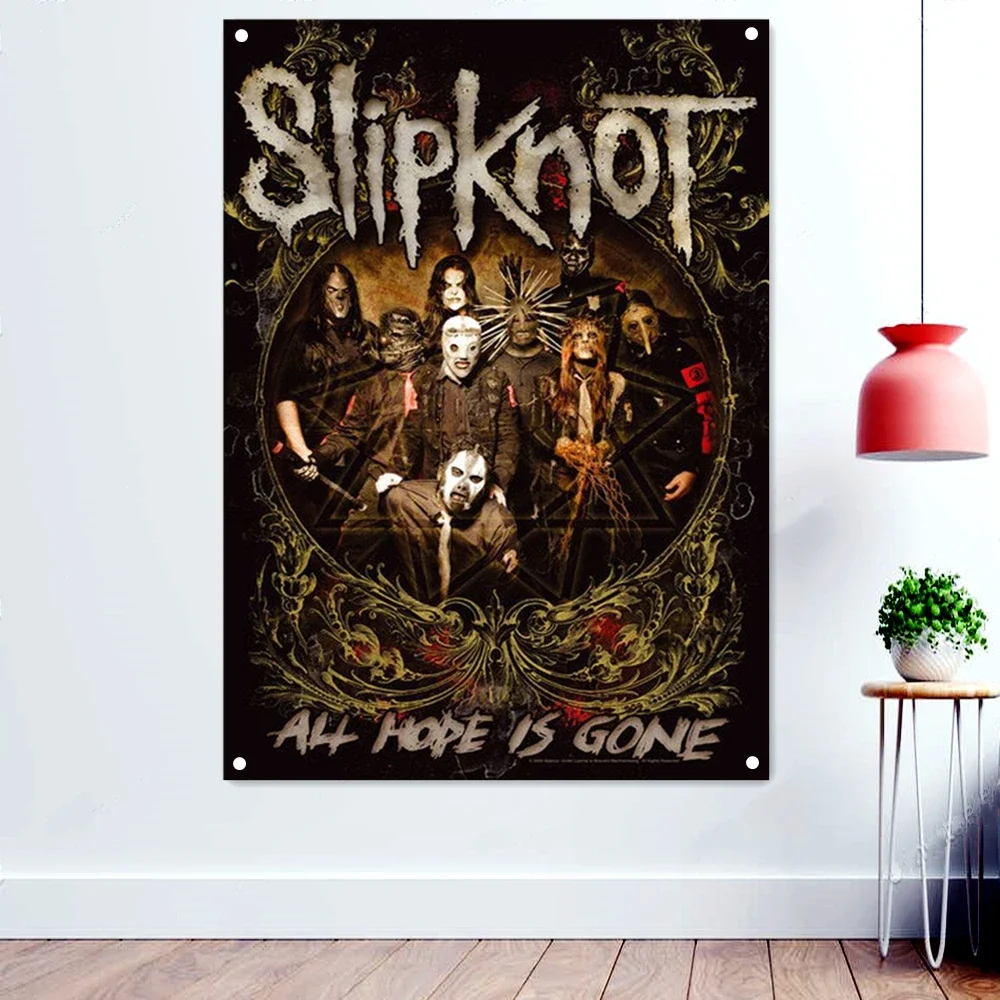 ALL HOPE IS GONE Heavy Metal Artwork Banners Wall Art Scary Bloody Background Wallpaper Flag Death Art Tattoos Rock Band Posters