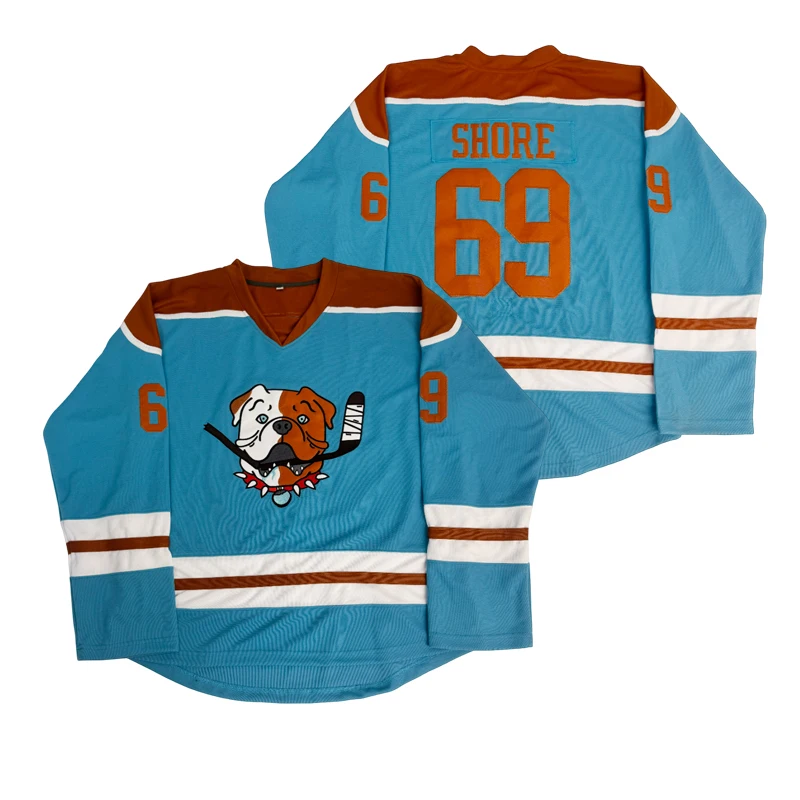 Ice Hockey Jersey 69 Shore Shoresy Sudbury Bulldog Mens Adult Stitched Movie Jerseys Blue Long Sleeves Clothing Sewing Embroider