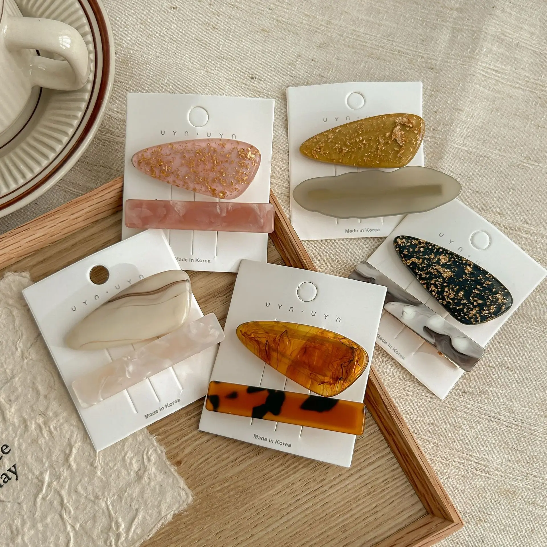 

2pcs Acetate Hair Clip Women Broken Hair Forehead Bangs Side Clip Temperament Back of Head Duckbill Clip Headwear Accessories