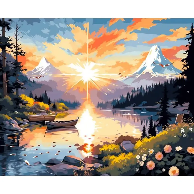 Mountains and lake painting by numbers kit