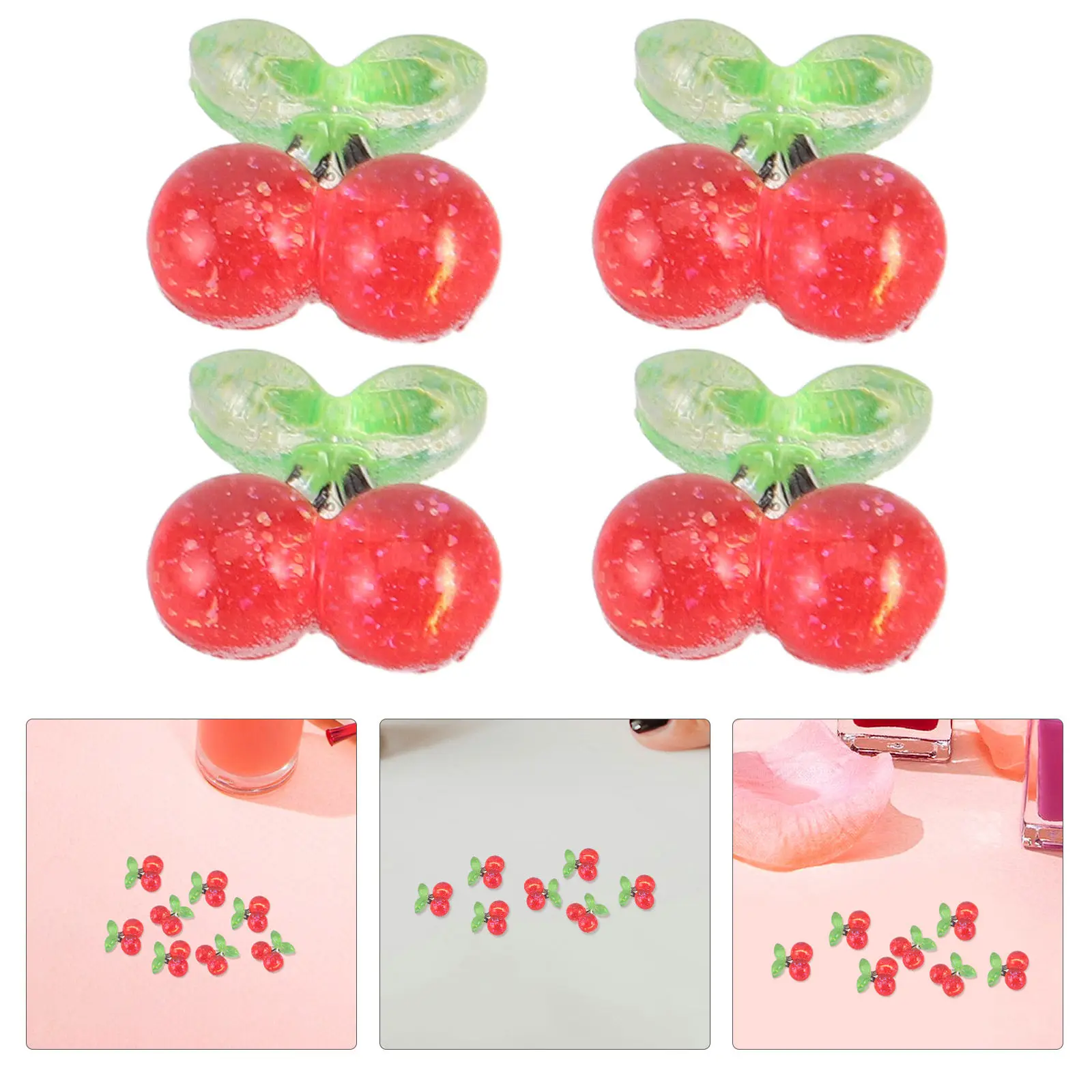

400Pcs Nail Decoration Cherry Resin 3D Flatback Mini Charms for DIY Manicure Art Accessories Cherry Nail Gems Nails Design Decor