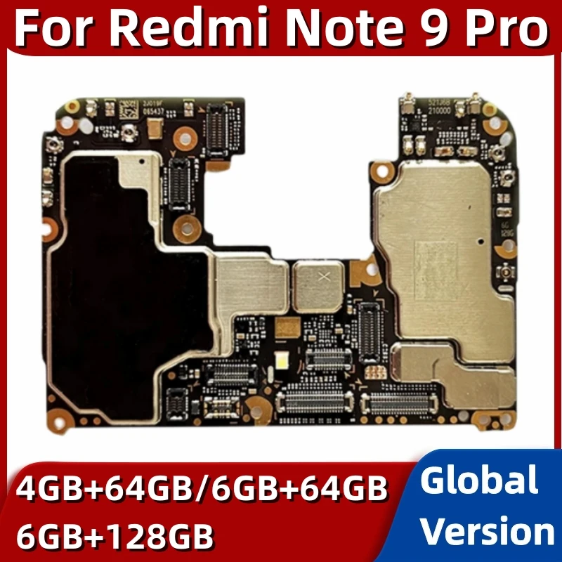 Motherboard for Xiaomi Redmi Note 9 Pro, 64GB 128GB Mainboard Logic Plate, Unlocked Main Circuits Board, Global ROM