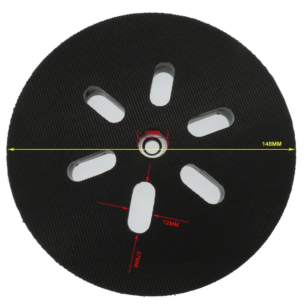 6 Inch 6 Hole Hook and Loop Sanding Pad 150mm Backing Replacement Pad for RS6045 RS6046, Bosch 3727DEVS 1250DEVS  Orbital Sander