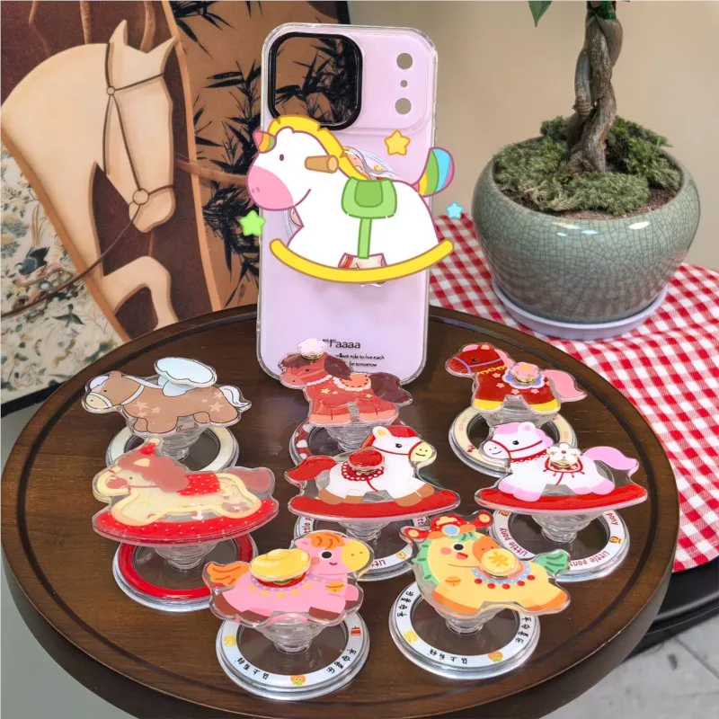 

Подставка для телефона с изображением лошади, совместимая с MagSafe, корейская 3D-подставка из акрила, складная подставка для телефона для iPhone 15/14/Samsung