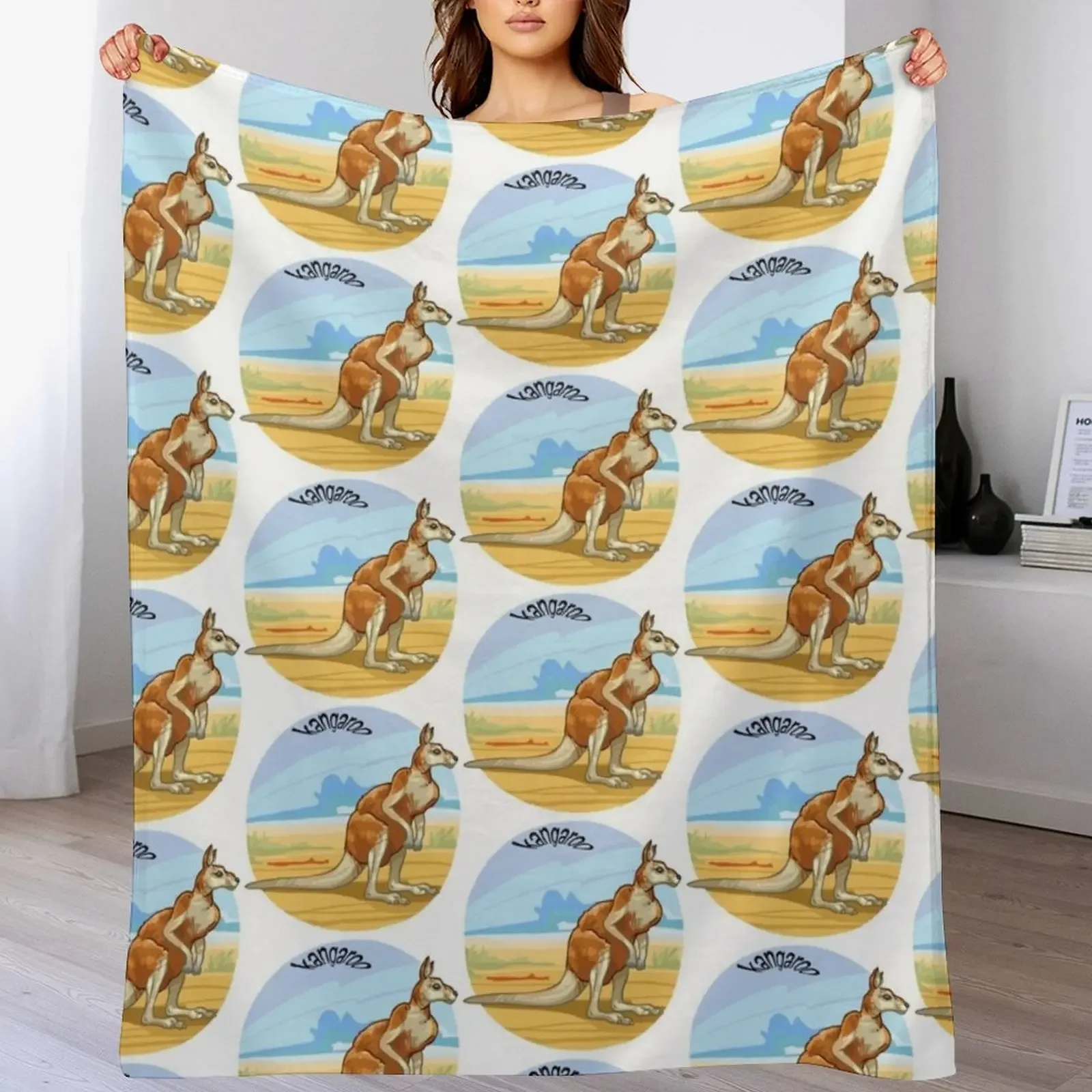 

Kangaroo Throw Blanket Travel Size Cozy Blanket for Plane Train