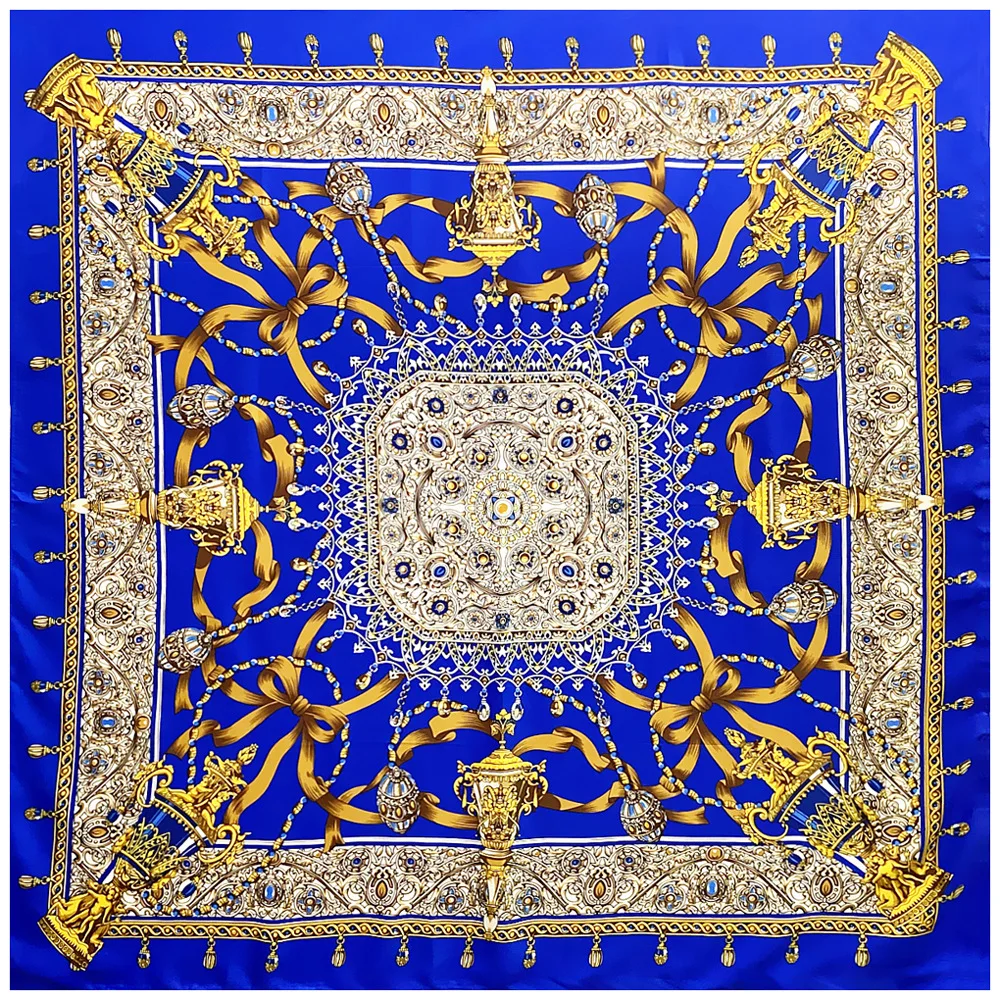 130cm Silk Scarf Women Large Shawls Jewellery Trophy Square Bandana Luxury Kerchief Hijab Scarf Female Foulard Lady Beach Towel