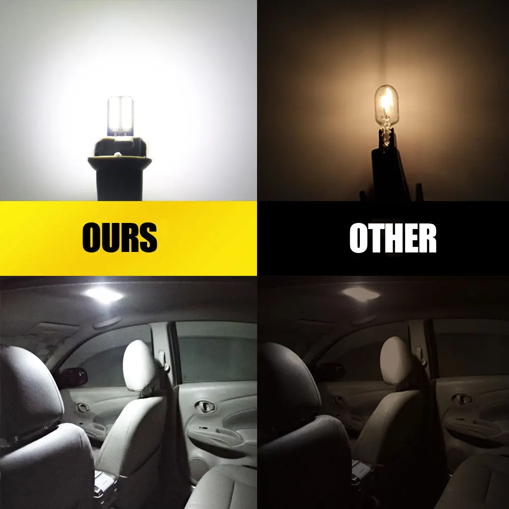 2pcs White LED H6W T4W Car Light Bulb T2W T3W H5W Car Reverse Lights Parking License Plate Light Auto 12V Electronic Accessories