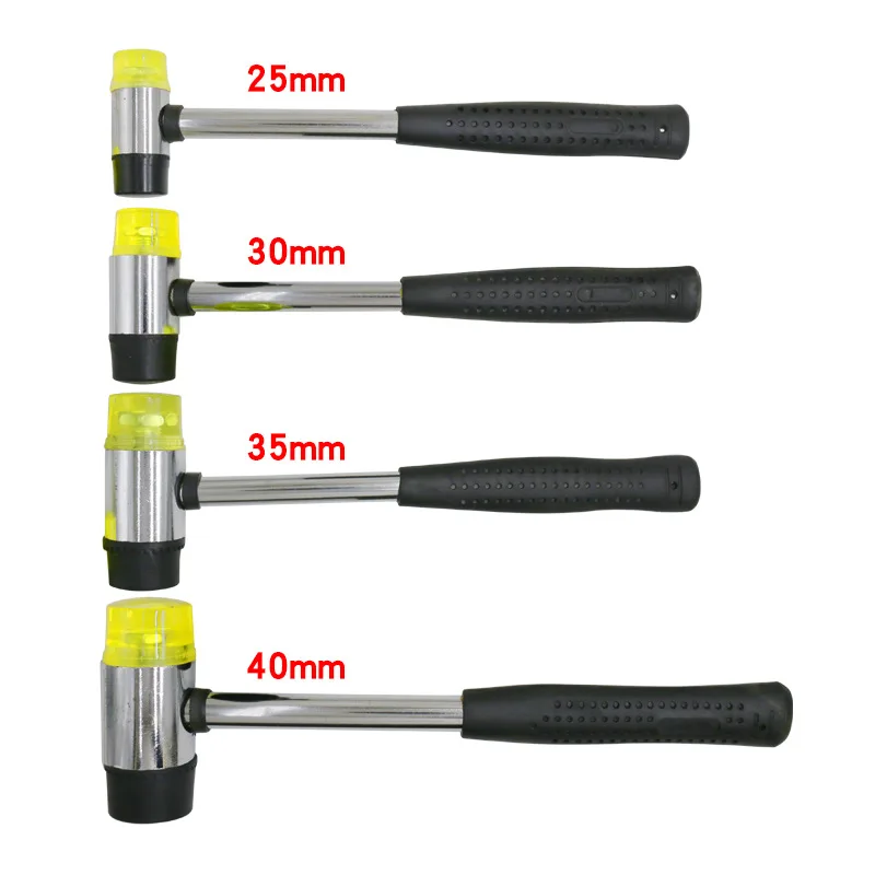 Double Face Soft Touch Hammer Black Plastic Coated Grip Double Head Rubber Hammer Handheld Tool Leather DIY Tool 25/30/35mm