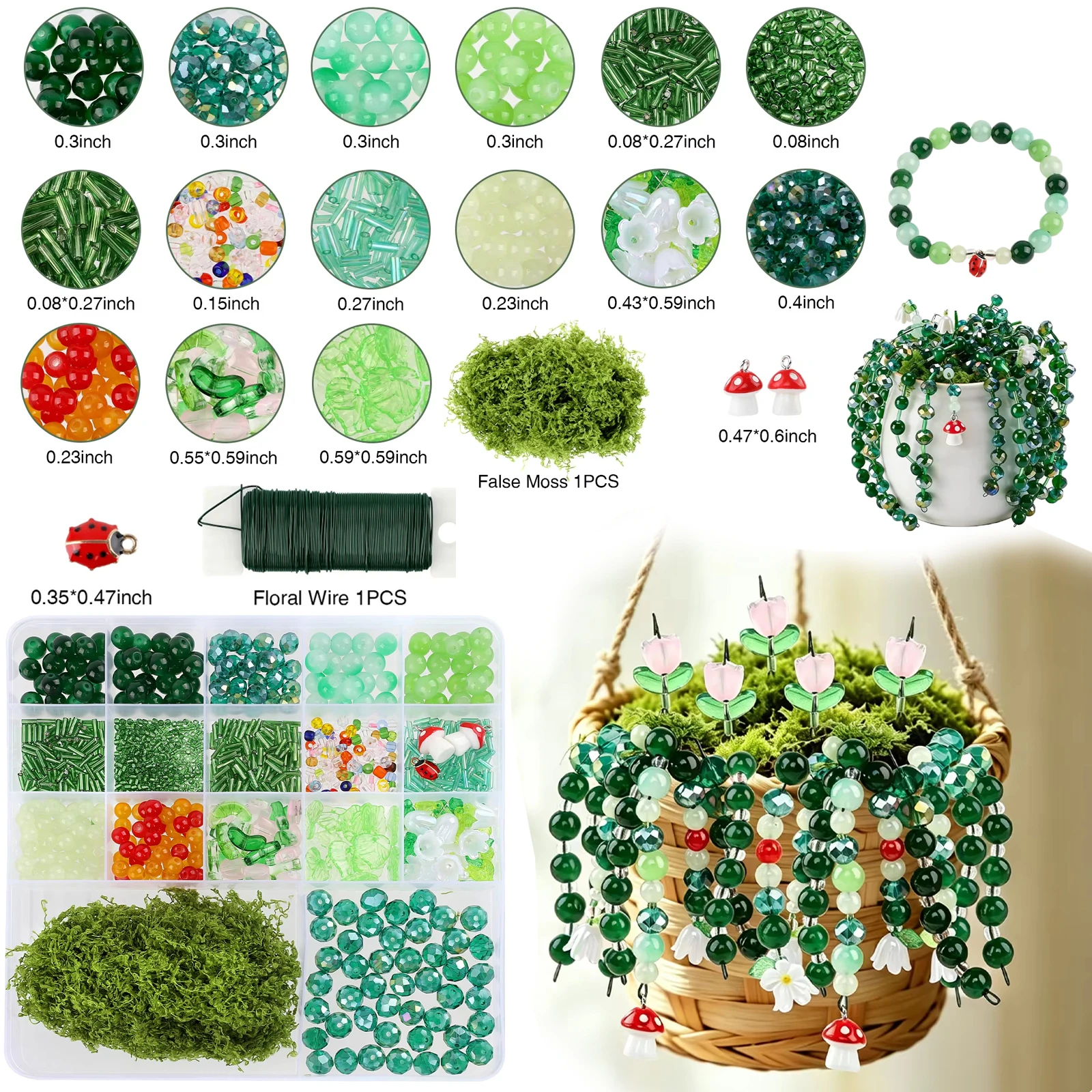 Glass Bead Plant Kit Succulent Potted Plant Jewelry DIY Crafts Crystal Bead Craft Set Home Decor Handmade Accessories Set