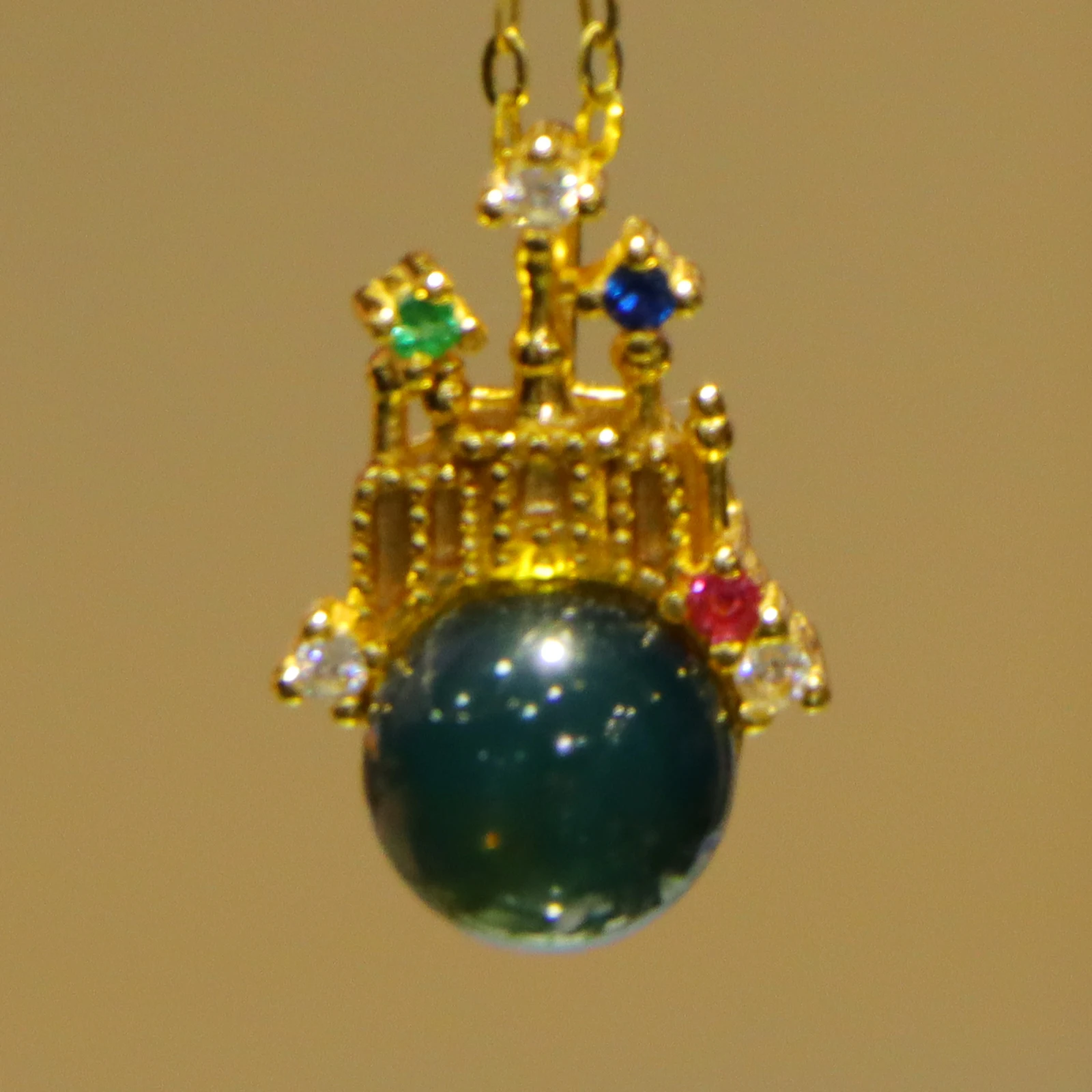 

Natural Mexican Blue Amber Castle Pendant with Sterling Silver Setting and 7mm Amber Bead on Sterling Silver Necklace