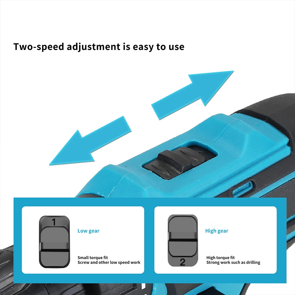 Cordless Drill Set Lithium Battery 21V Cordless Impact HIGH PERFORMANCE 3 Variable Speed Settings EU Plug