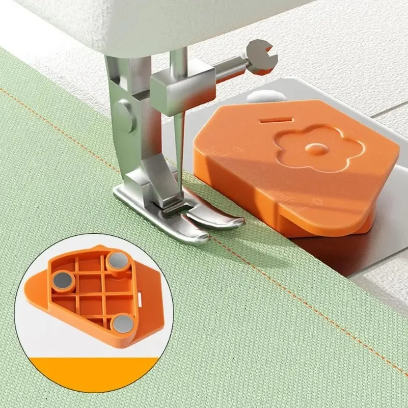 Multi-Purpose Magnetic Sewing Machine Gauge Edge Lock Stitcher Anti-Curling Plastic Positioner Tool for Precision Sewing