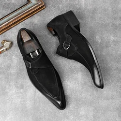 Luxury Suede Men Dress Shoes Cowhide Leather 2024 Autumn New British Trend Designer Handmade Business Social Loafers No Laces