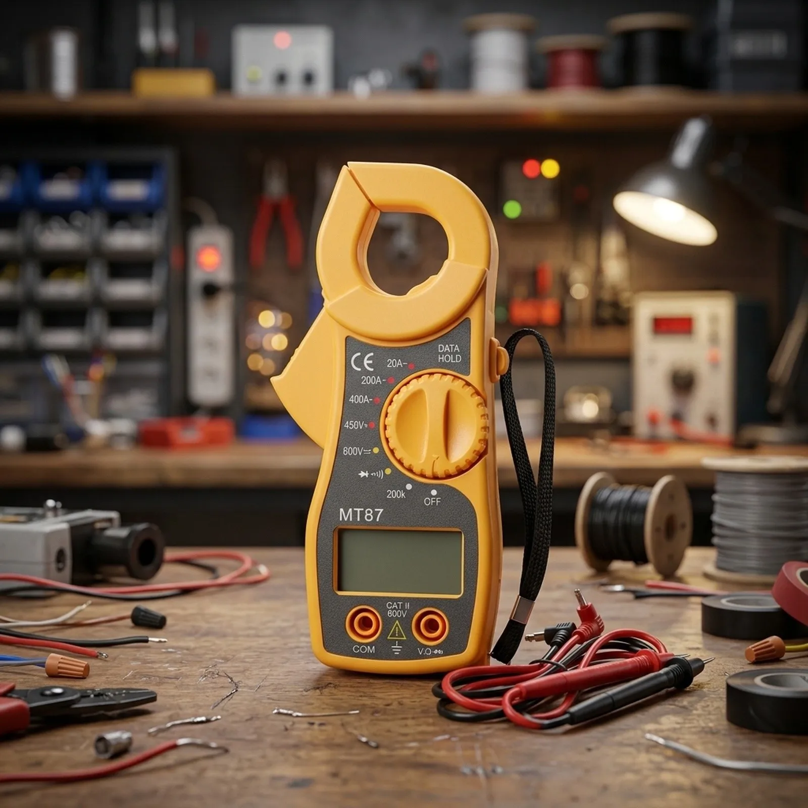 MT87 Digital Clamp Multimeter with Large LCD Screen Manual Range Operation and Continuity Buzzer for Practical Use