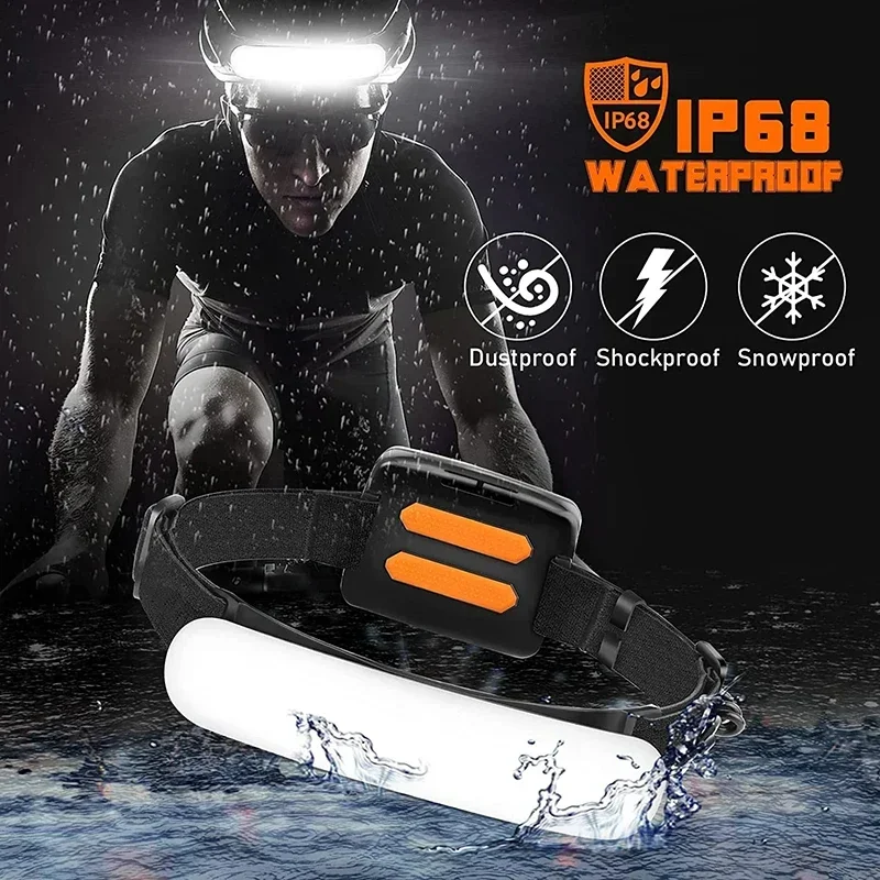 1500LM High Power LED Headlamp COB Head Flashlight With 7500Mah Built-in Battery USB Rechargeable Fishing Camping Lantern Torch image 6