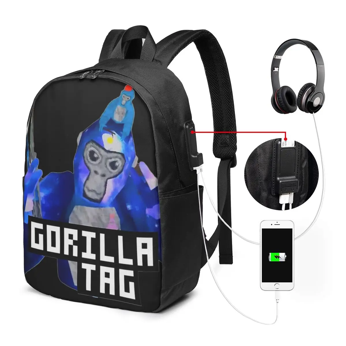 

Gorilla Tag Monkey Backpack Travel Notebook Bag Computer College Student School Bag Laptop Shoulder Bags for Men Women