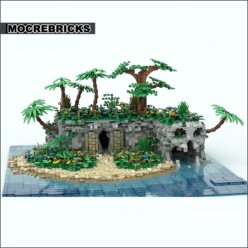 Famous Film The Island MOC Building Blocks Beach Travel Technology Bricks Assembly Model Sets Creative Collection Toys Children