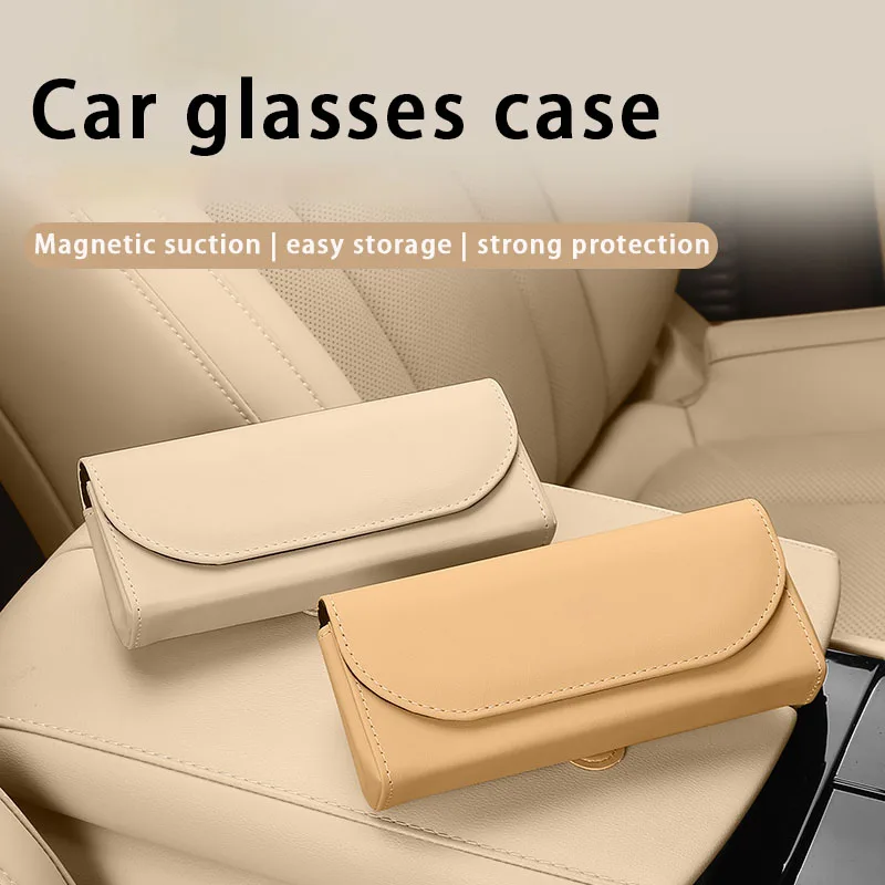

Car Glasses Box Portable Sunglasses Holder In The Car Driving Glasses Holder Eyeglass Case Sun Visor Car Lenses Holder Leather