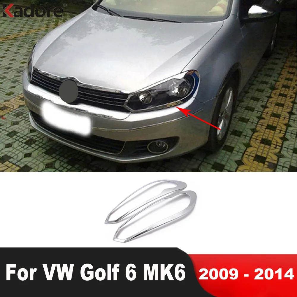 Front Head Light Lamp Cover Trim For Volkswagen VW Golf 6 MK6 2009 2010 2011 2012 2013 2014 Chrome Car Headlight Molding Strip