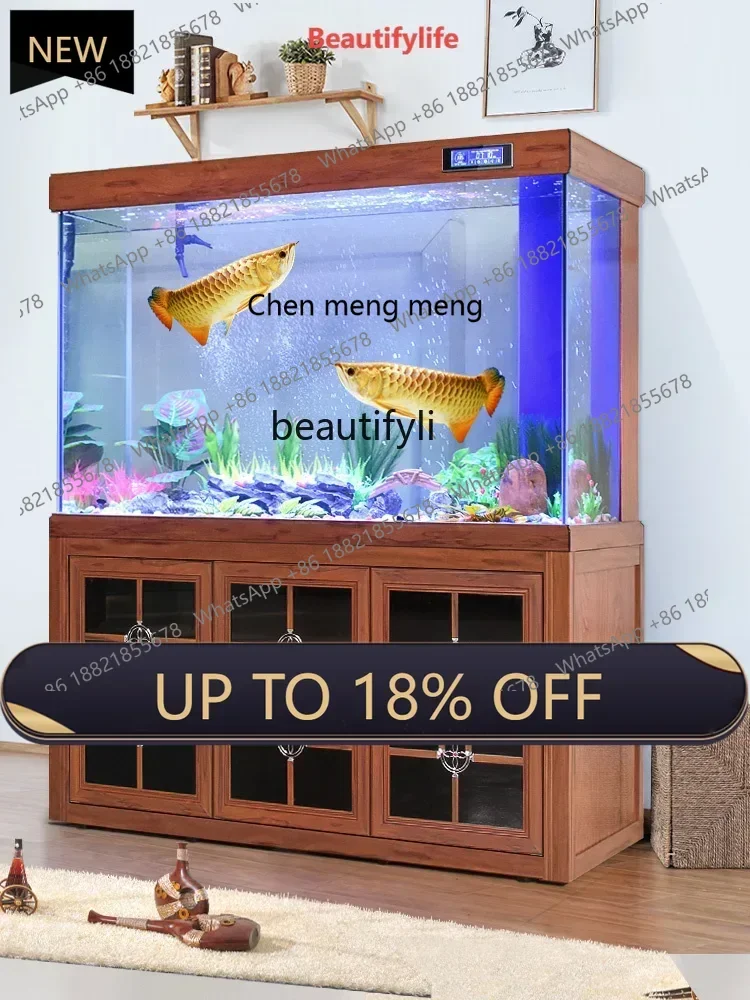 

P178 Fish Tank Aquarium Living Room Ecological Home Large Bottom Filter Super White Glass Partition Screens Water Lucky