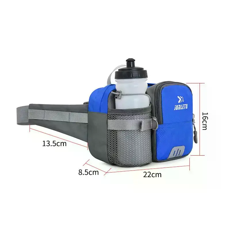 حزمة مراوح قابلة للتعديل مقاومة للماء مع حامل زجاجة وحقيبة الورك وجيوب بسحاب للمشي لمسافات طويلة في الهواء الطلق والجري وركوب الدراجات