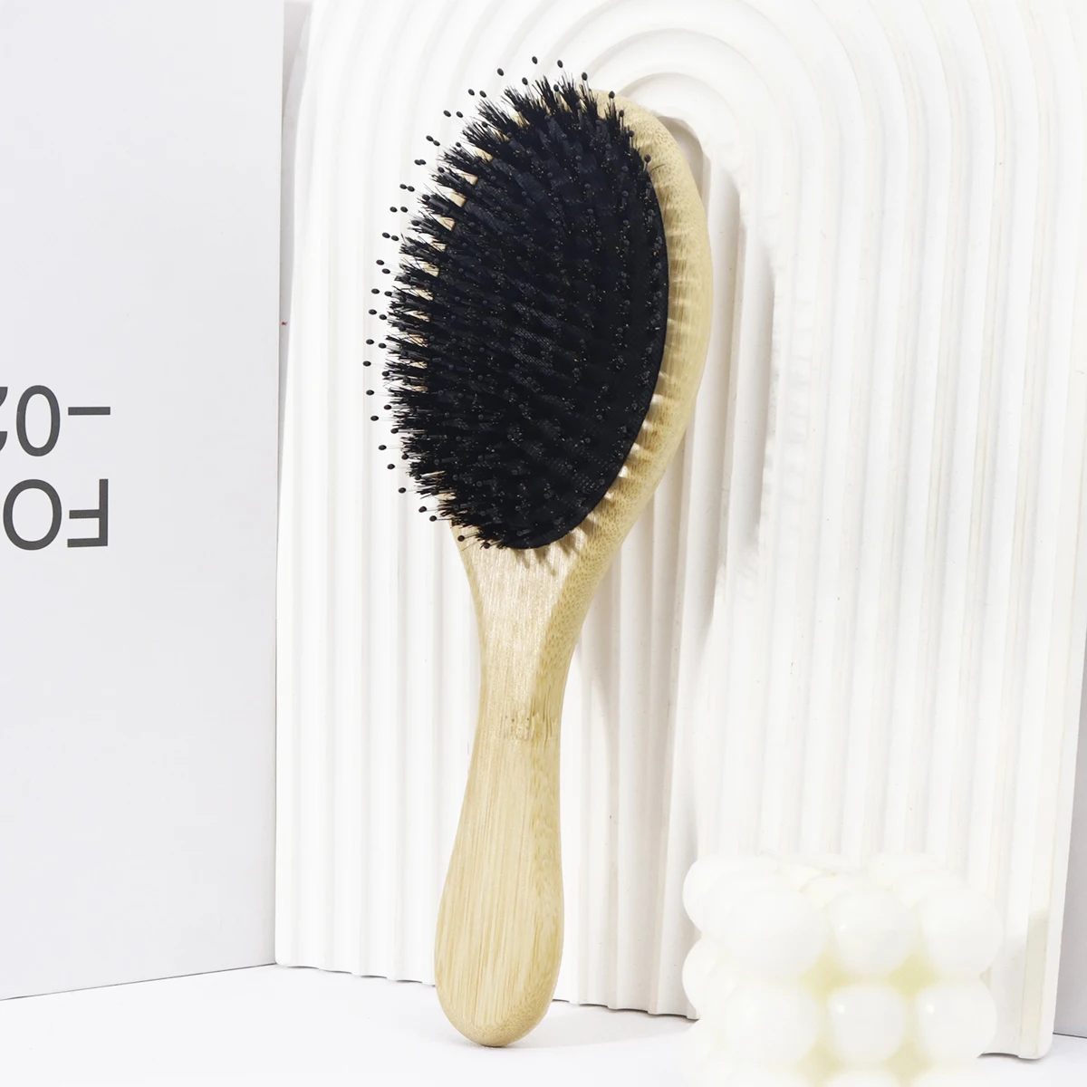 1pc Bamboo and Wood Air Cushion Hair Brush, Natural Mane and Anti Slip Grip, Scalp Massager, Special for Real Hair Wigs