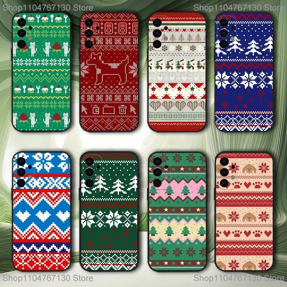 

Fair Isle style Phone Case For Samsung S25,S24,S21,S22,S23,S30,Ultra,S20,Plus,Fe,Lite,5G Black Cover