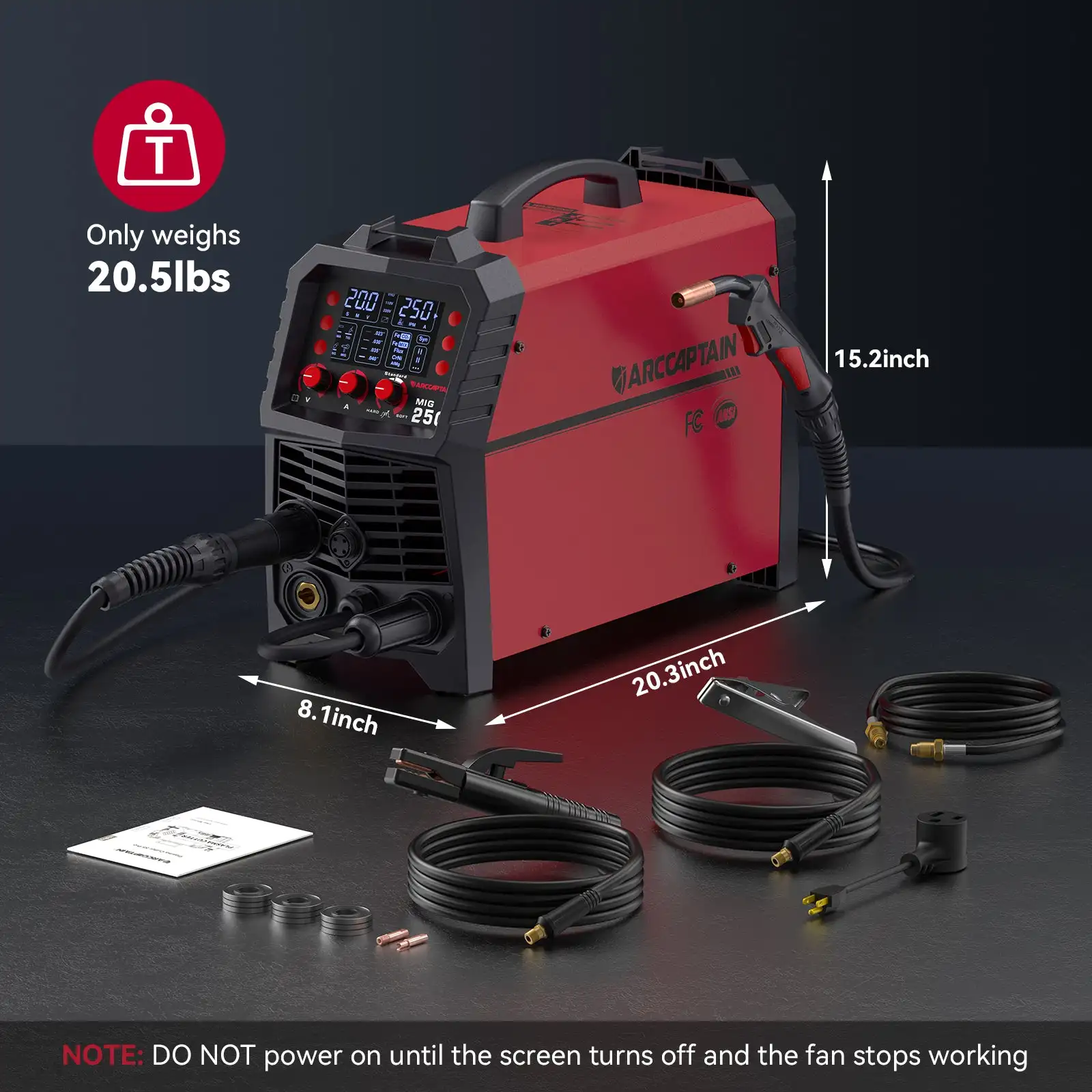 MIG250 110V/220V MIG/ less MIG/Stick/Lift TIG Welder with Spool   6-in-1 MIG Welding Machine