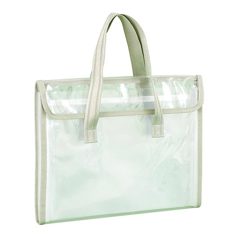 1Pcs Large Capacity Portable Transparent Waterproof Tote Folder, Expandable File Storage Pocket With Built-In Organizer