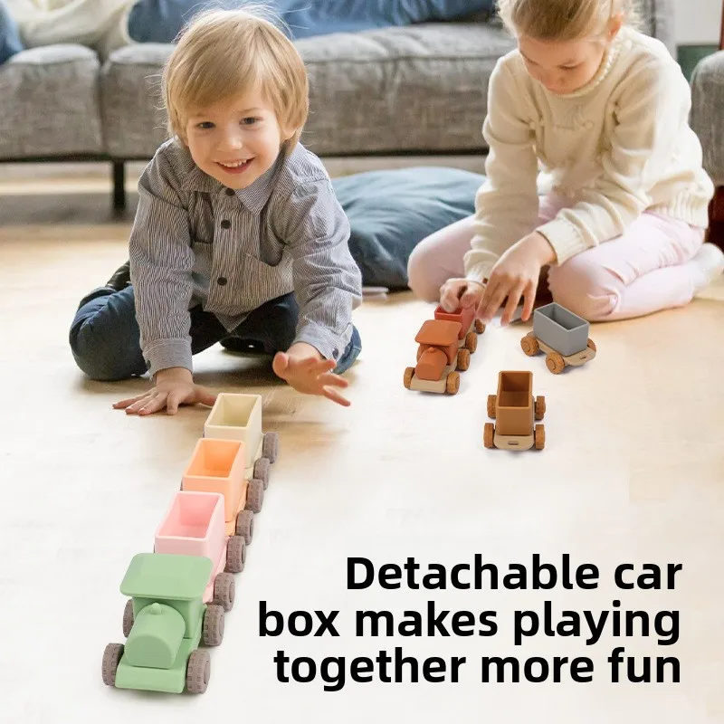 Jouet de train en silicone – Facile à assembler et à démonter, coulissant durable et lisse, adapté aux enfants, jouet éducatif