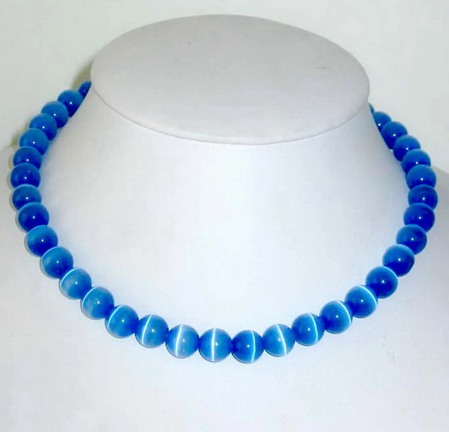 1pc Wholesale Chinese Jewelry Natural Blue Opal 10mm Beads Necklace 15