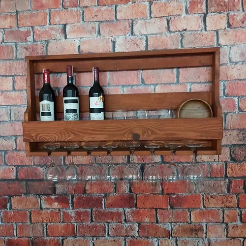 Marina Wood Wine Rack Goblet Rack Solid Wood Wine Rack Cup Holder