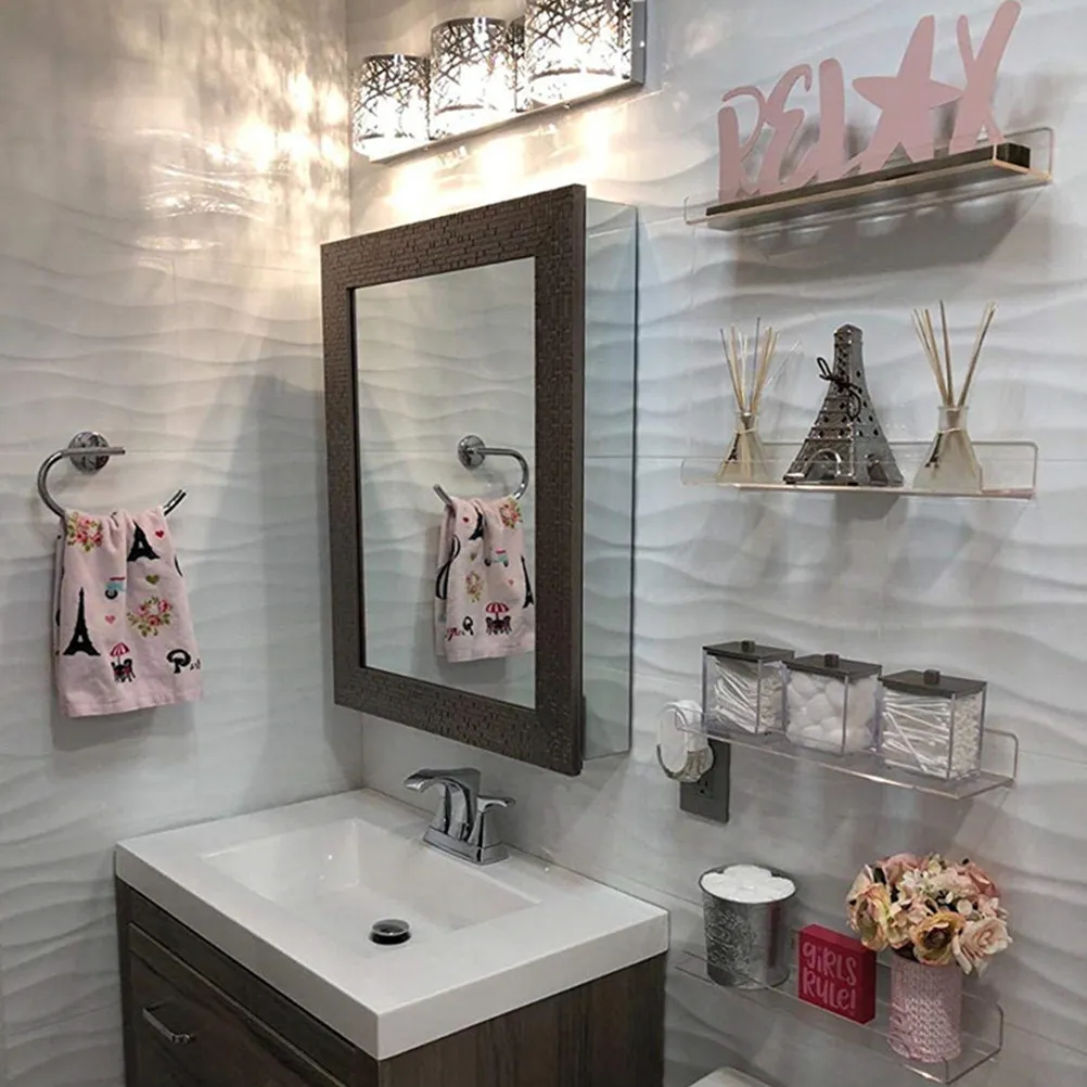 Clear Acrylic Wall-Mounted Storage Rack – Multi-Purpose Organizer for Books, Cosmetics & Sundries