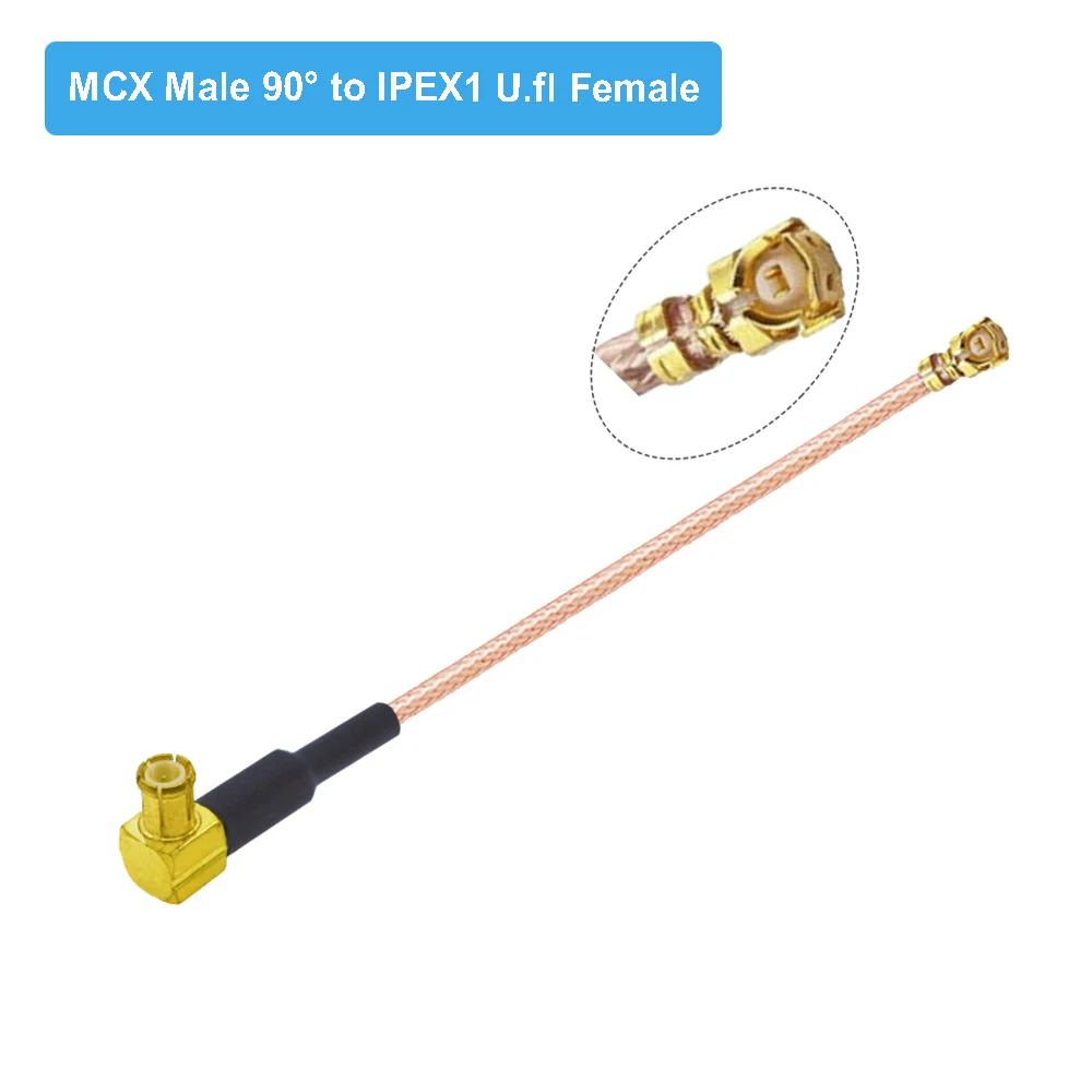 10PCS/LOT MCX Male Right Angle Plug to U.FL  1 Female Jack RG178 Cable Adapter Pigtail Antenna RF Coaxial Extension Cable