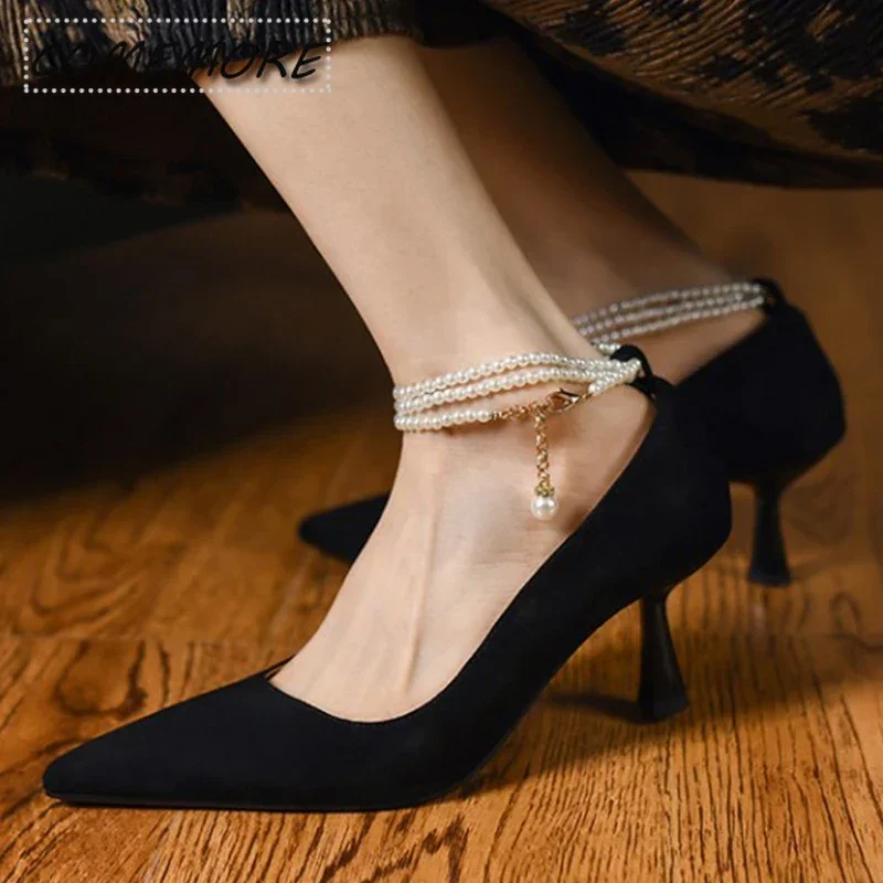 Sandals Green Women\'s High Heels Shoes Retro Pointed Toe Sexy Pumps New 2024 Summer Wedding Woman Bridal Shoes Stilettos Zapatos