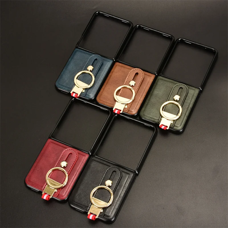 

For Xiaomi Mix Flip skin PU New Wristband Rear Cover with Lanyard for Xiaomi Mix Flip 2024 Phone Case